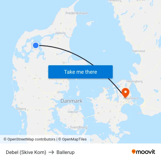 Debel (Skive Kom) to Ballerup map