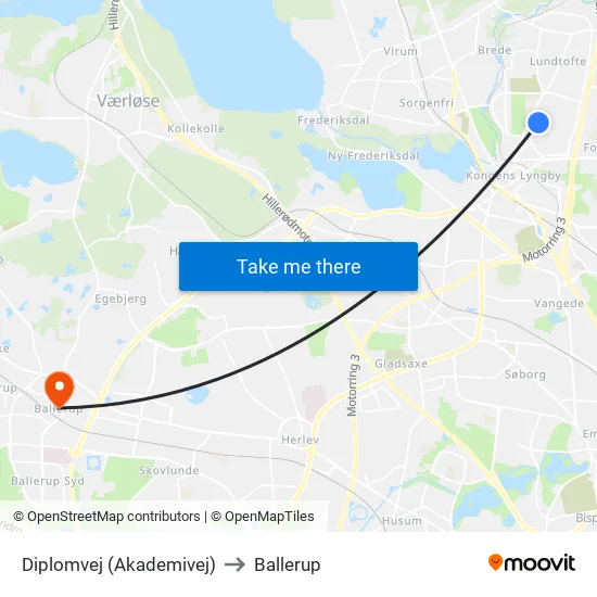 Diplomvej (Akademivej) to Ballerup map