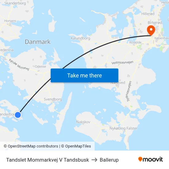 Tandslet Mommarkvej V Tandsbusk to Ballerup map