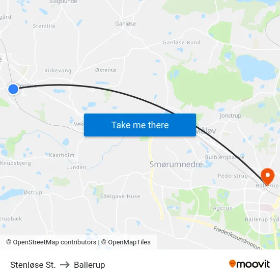 Stenløse St. to Ballerup map