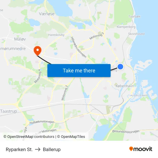 Ryparken St. to Ballerup map