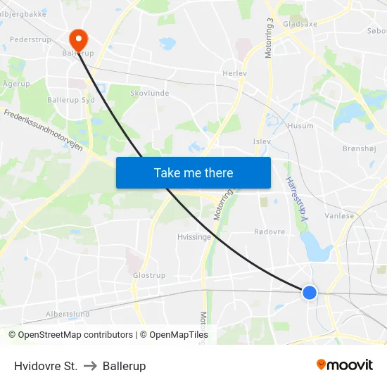 Hvidovre St. to Ballerup map