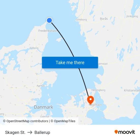 Skagen St. to Ballerup map
