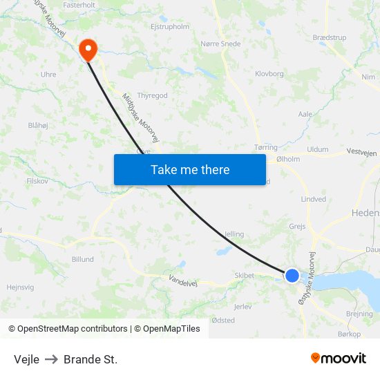 Vejle to Brande St. map
