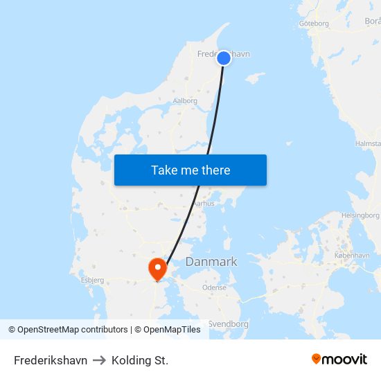 Frederikshavn to Kolding St. map