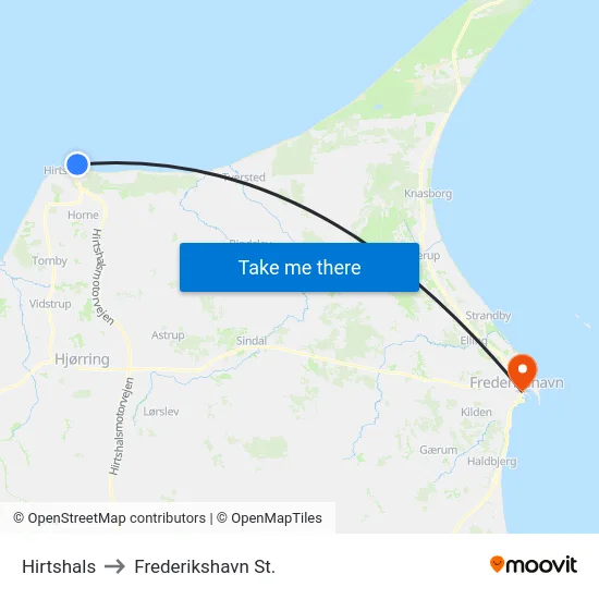 Hirtshals to Frederikshavn St. map