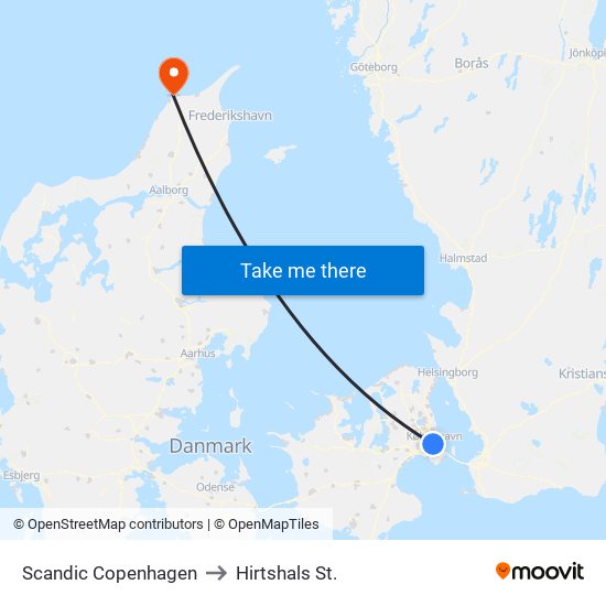 Scandic Copenhagen to Hirtshals St. map