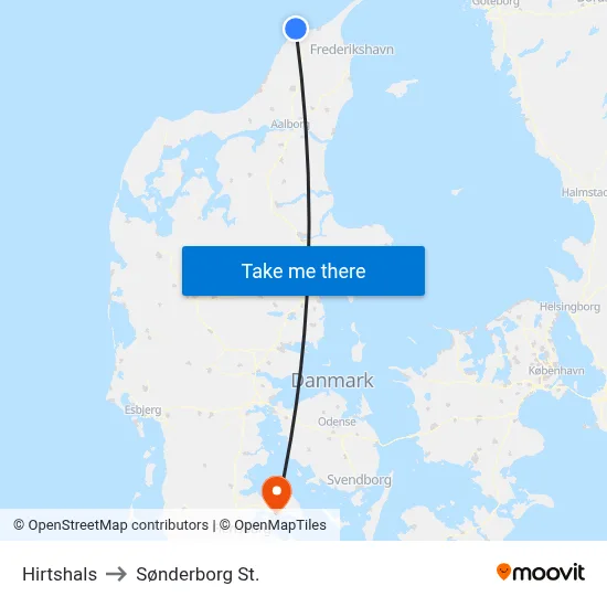 Hirtshals to Sønderborg St. map