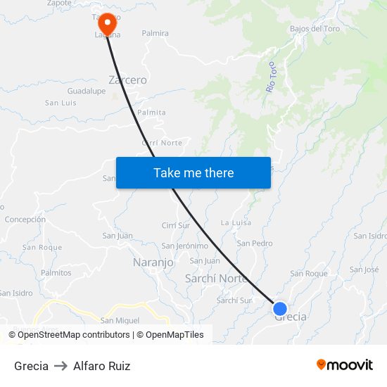 Grecia to Alfaro Ruiz map