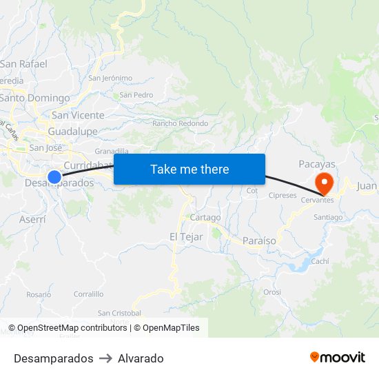 Desamparados to Alvarado map