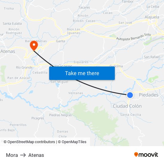 Mora to Atenas map