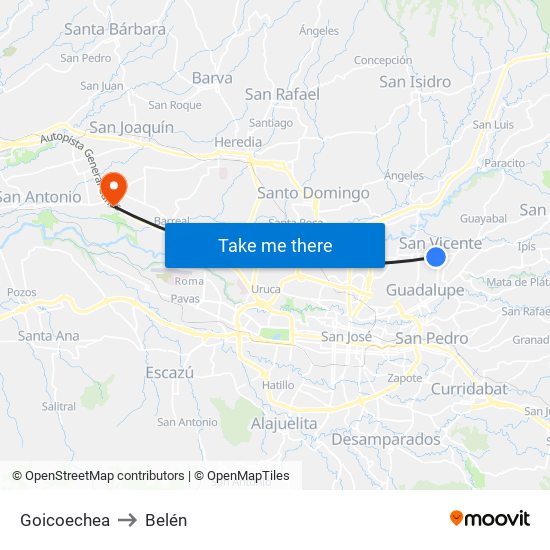 Goicoechea to Belén map