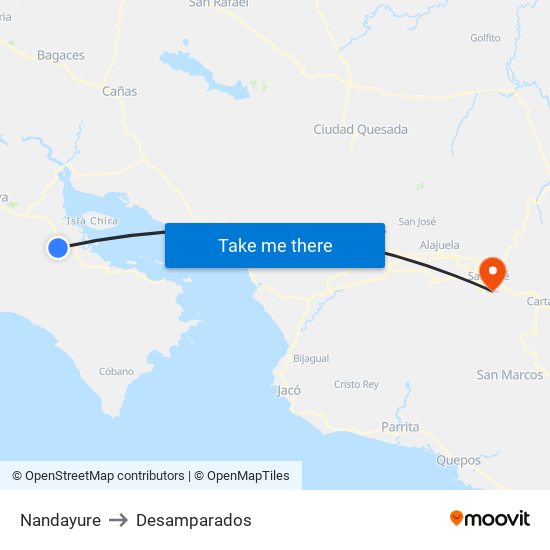 Nandayure to Desamparados map