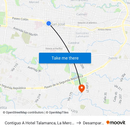 Contiguo A Hotel Talamanca, La Merced San José to Desamparados map