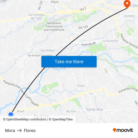 Mora to Flores map