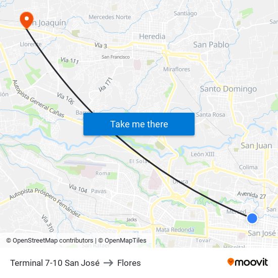 Terminal 7-10 San José to Flores map