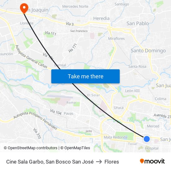 Cine Sala Garbo, San Bosco San José to Flores map