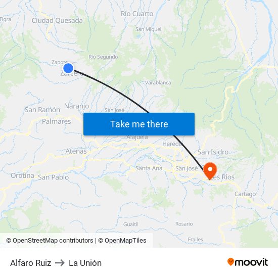 Alfaro Ruiz to La Unión map
