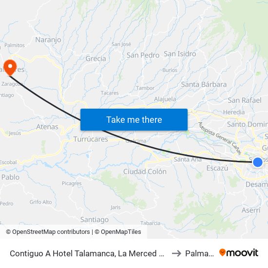 Contiguo A Hotel Talamanca, La Merced San José to Palmares map