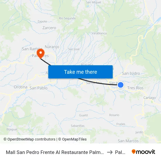 Mall San Pedro Frente Al Restaurante Palmeadas, Montes De Oca to Palmares map