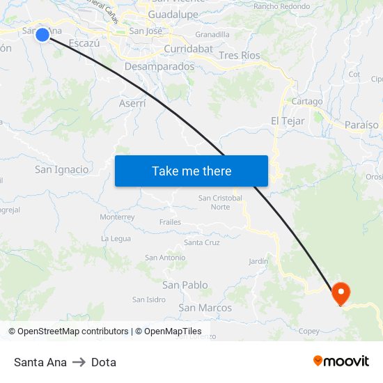 Santa Ana to Dota map