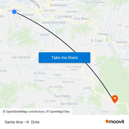 Santa Ana to Dota map