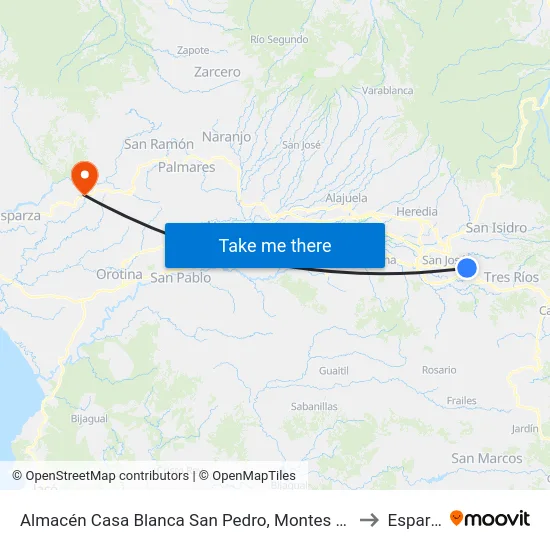 Almacén Casa Blanca San Pedro, Montes De Oca to Esparza map