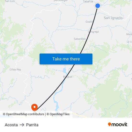 Acosta to Parrita map