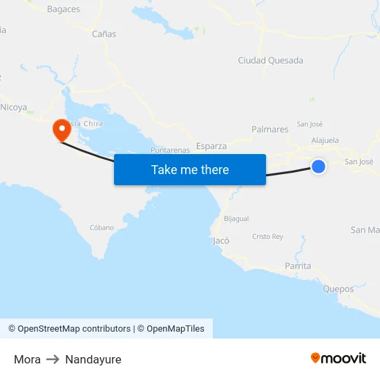 Mora to Nandayure map