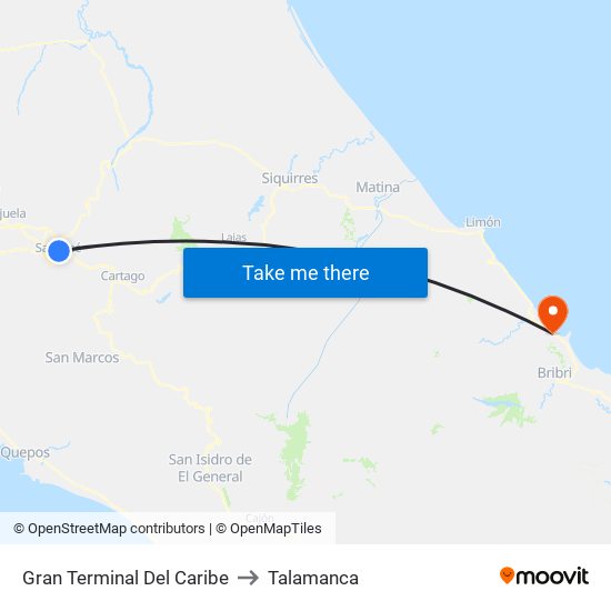 Gran Terminal Del Caribe to Talamanca map