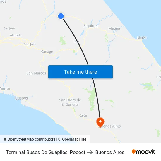 Terminal Buses De Guápiles, Pococí to Buenos Aires map