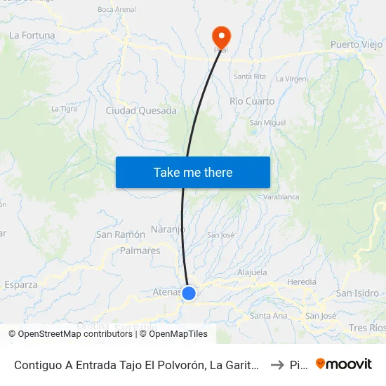 Contiguo A Entrada Tajo El Polvorón, La Garita Alajuela to Pital map