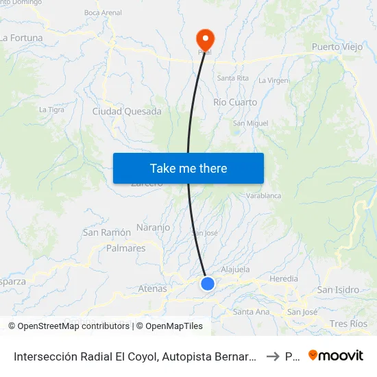 Intersección Radial El Coyol, Autopista Bernardo Soto Alajuela to Pital map