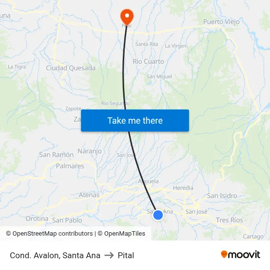 Cond. Avalon, Santa Ana to Pital map