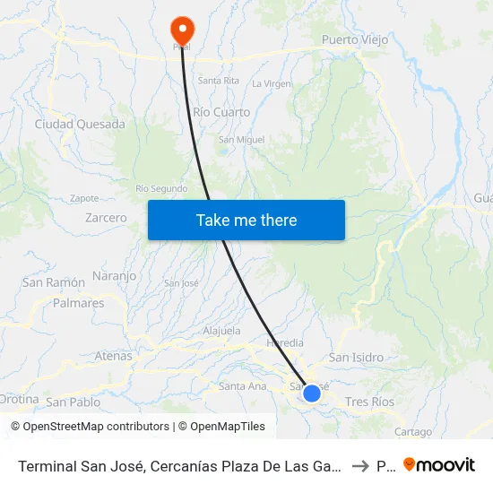 Terminal San José, Cercanías Plaza De Las Garantías Sociales La Soledad to Pital map