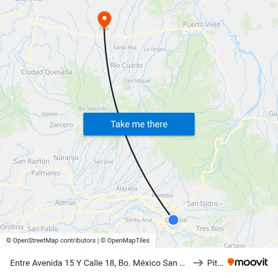 Entre Avenida 15 Y Calle 18, Bo. México San José to Pital map