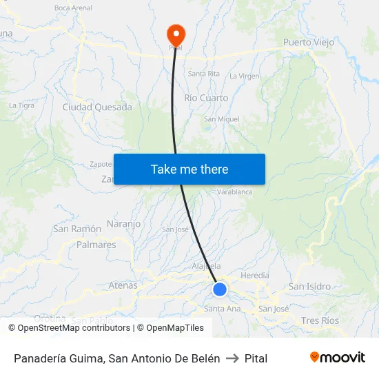 Panadería Guima, San Antonio De Belén to Pital map