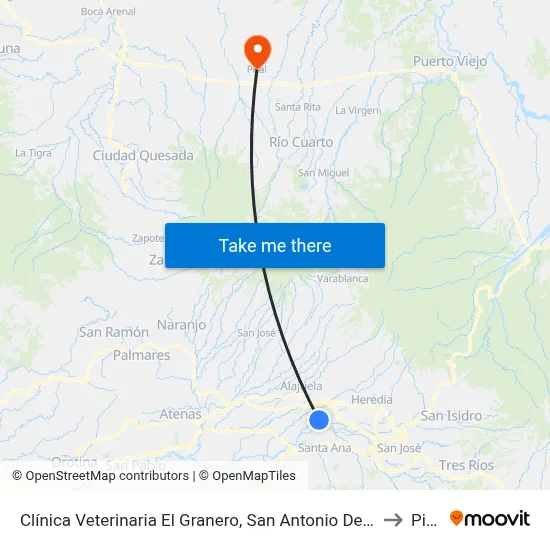 Clínica Veterinaria El Granero, San Antonio De Belén to Pital map