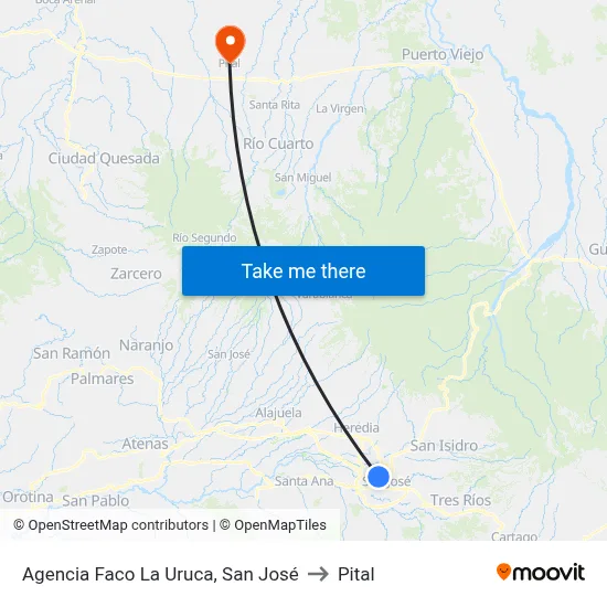 Agencia Faco La Uruca, San José to Pital map