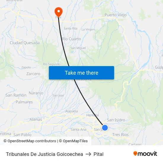 Tribunales De Justicia Goicoechea to Pital map