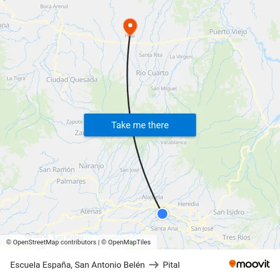 Escuela España, San Antonio Belén to Pital map