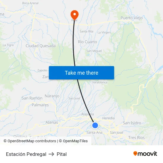 Estación Pedregal to Pital map