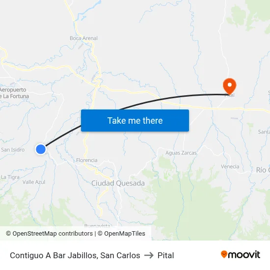 Contiguo A Bar Jabillos, San Carlos to Pital map