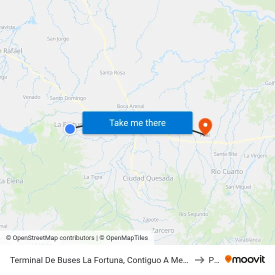 Terminal De Buses La Fortuna, Contiguo A Megasuper La Fortuna to Pital map