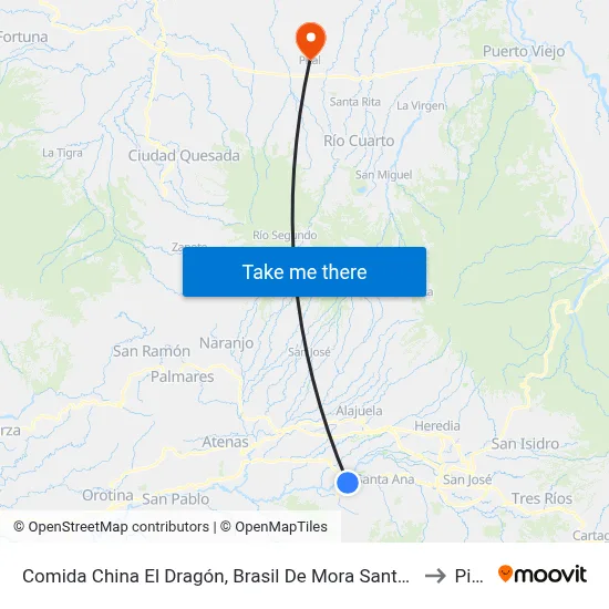 Comida China El Dragón, Brasil De Mora Santa Ana to Pital map