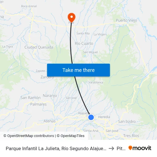 Parque Infantil La Julieta, Río Segundo Alajuela to Pital map