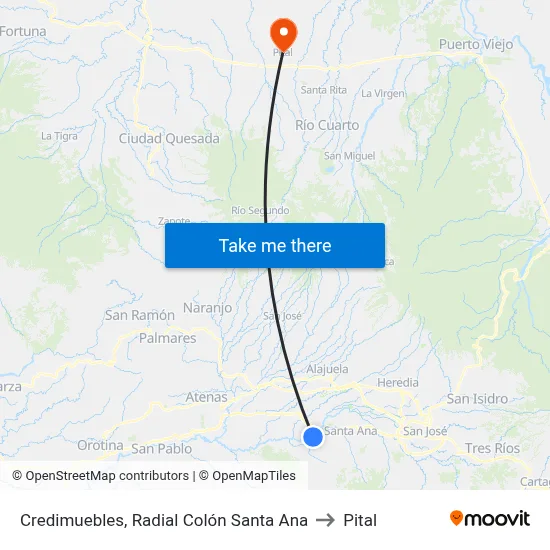 Credimuebles, Radial Colón Santa Ana to Pital map