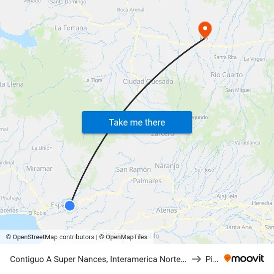 Contiguo A Super Nances, Interamerica Norte Esparza to Pital map