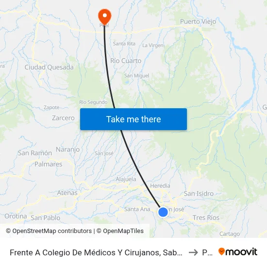 Frente A Colegio De Médicos Y Cirujanos, Sabana Sur San José to Pital map