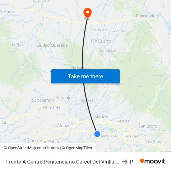 Frente A Centro Penitenciario Cárcel Del Virilla, La Reforma Alajuela to Pital map
